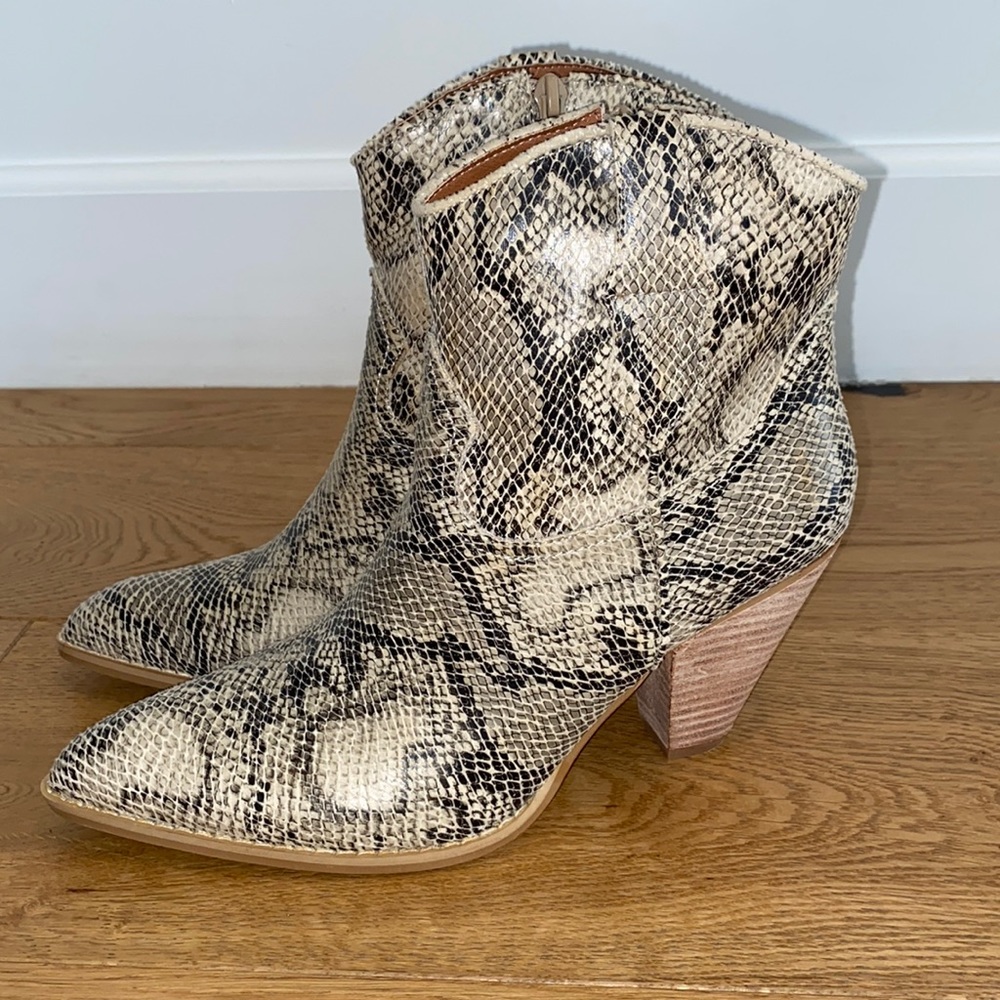 Snake Print Heeled Western Bootie (NWOT)